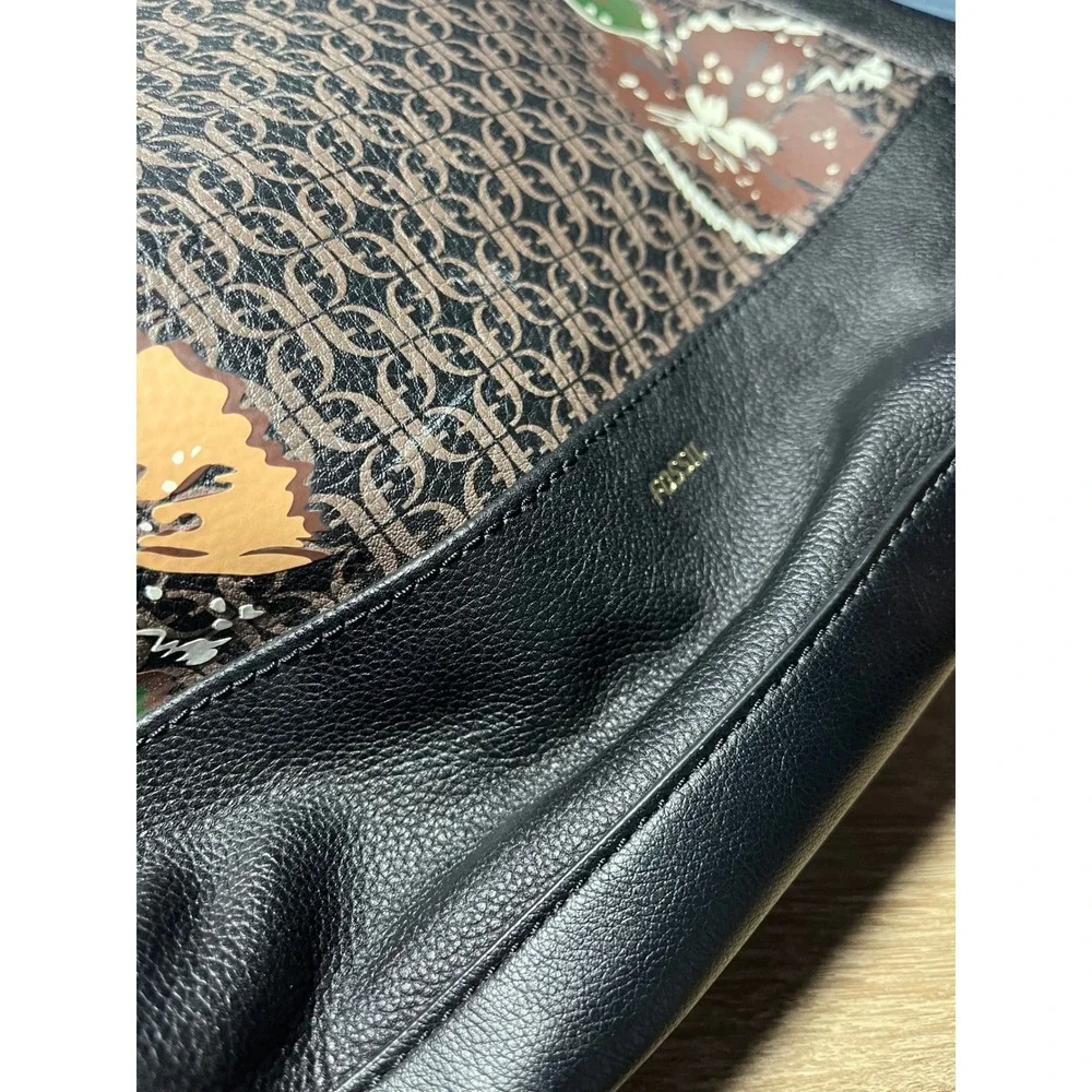 Fossil Convertible Floral Monogram Print Leather Backpack Satchel‎ Purse Bag